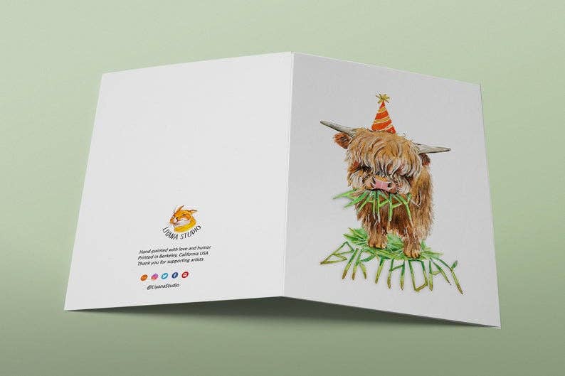 Liyana Studio - Herbivore Cow Birthday - Funny Birthday Card