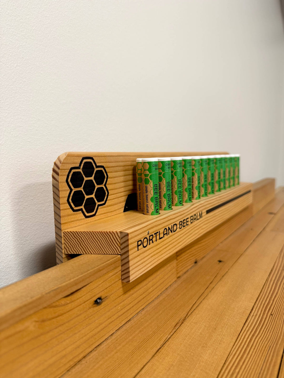 Portland Bee Balm - Wooden Checkout Lane Lip Balm Display - 24 Count: Unscented