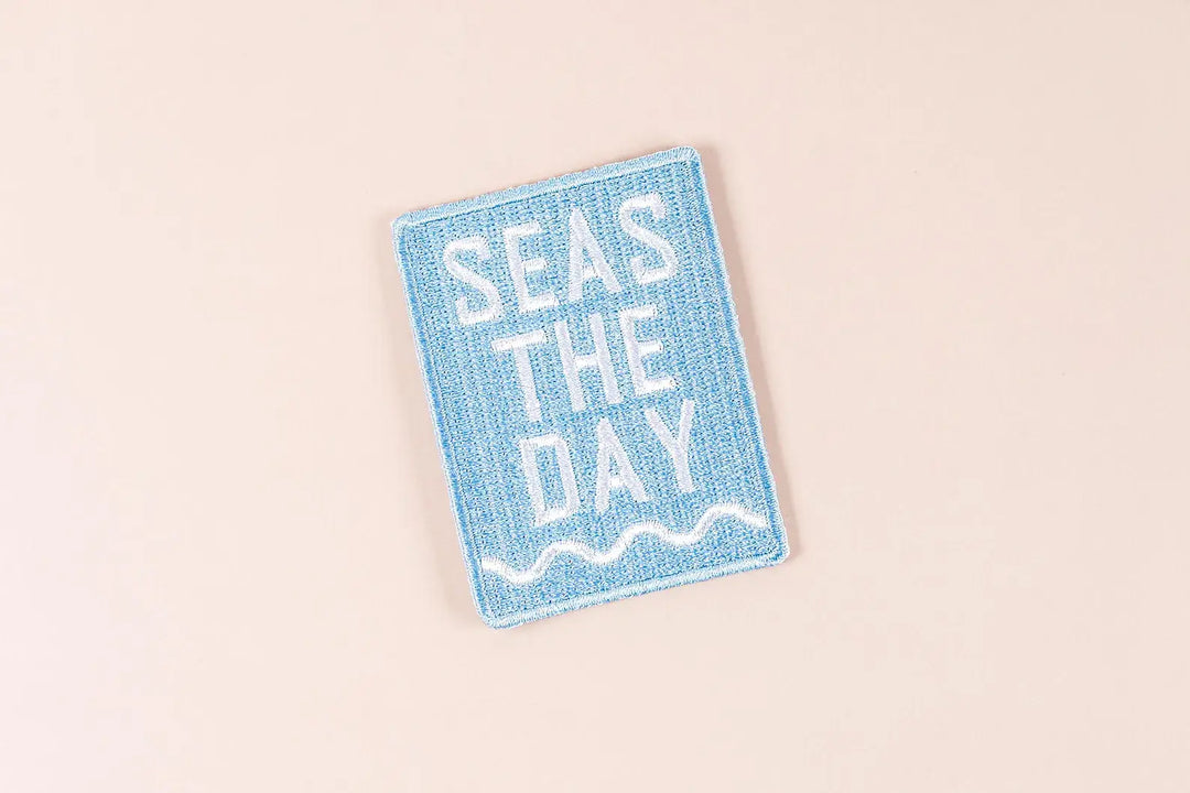 Field Trip Threads - Seas The Day Embroidered Iron-On Patch Beach Nautical Coast