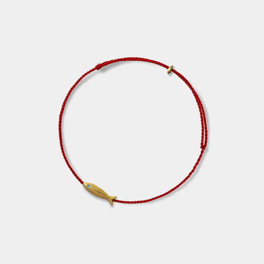 Perimade & Co. LLC - Gold Fish Braid Black Rope Anklet in 925 Sterling Silver: Green
