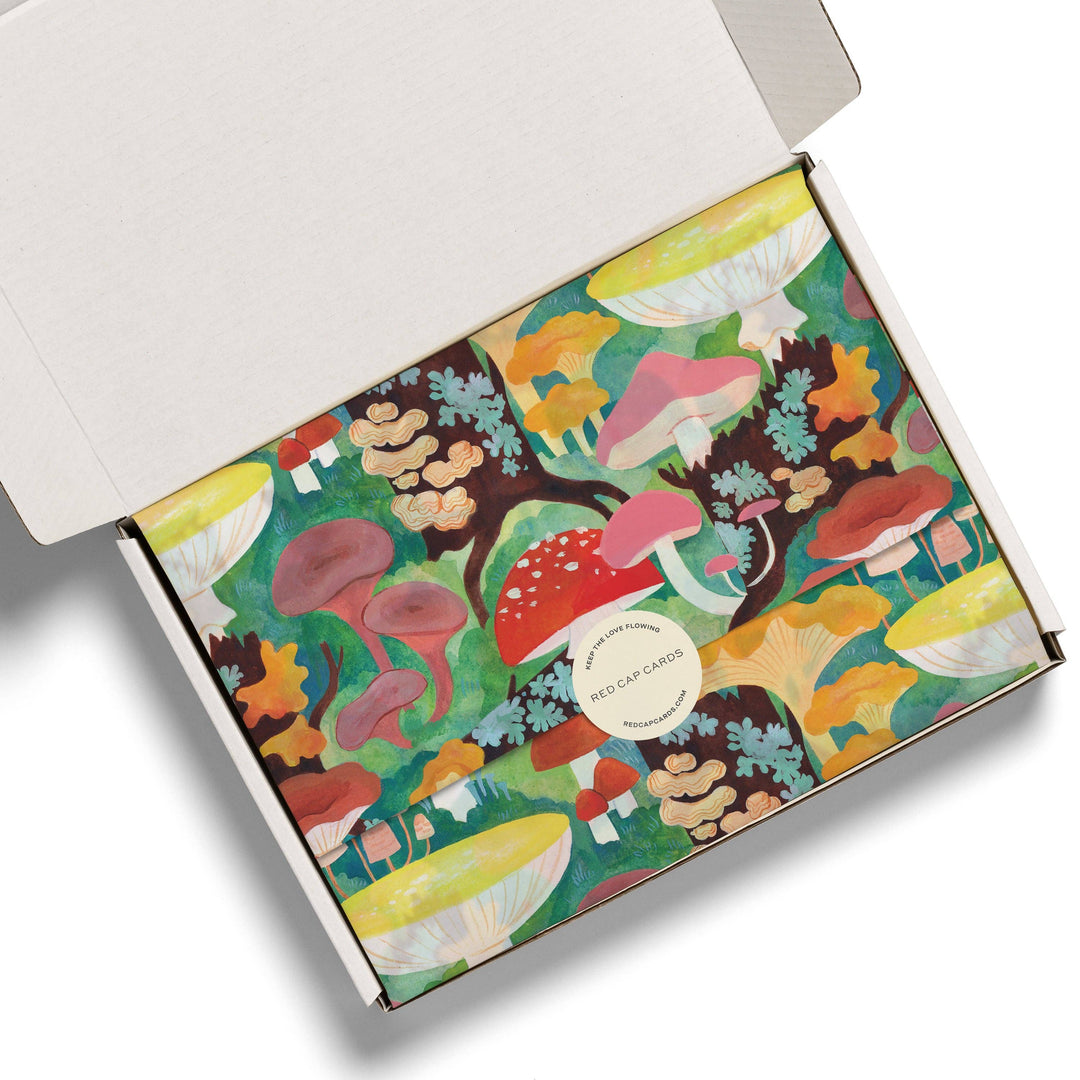 Red Cap Cards - Woodland Mushrooms tissue paper: 5 Sheets