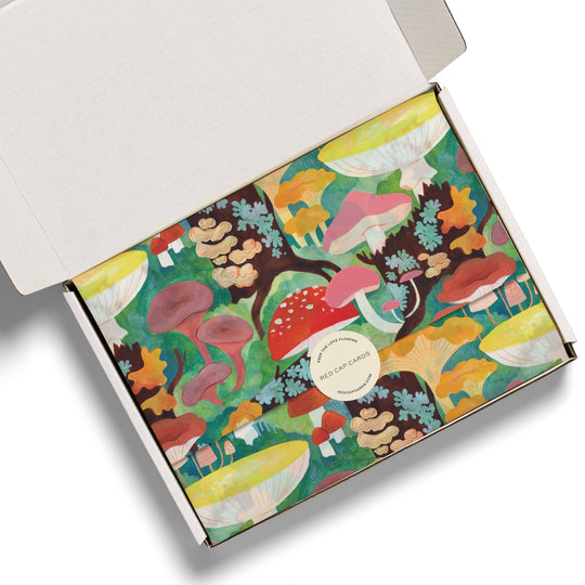 Red Cap Cards - Woodland Mushrooms tissue paper: 5 Sheets