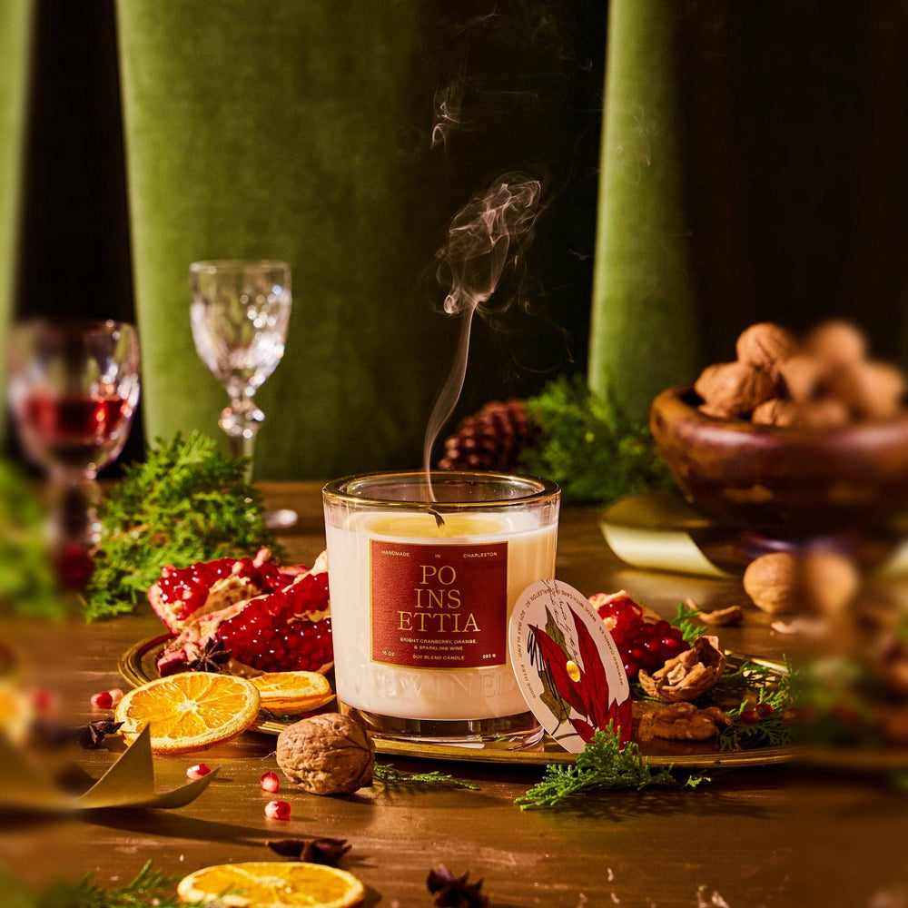 Rewined - Rewined Poinsettia Holiday Candle 6 oz | Bright Cranberry, Orange, Sparkling Wine