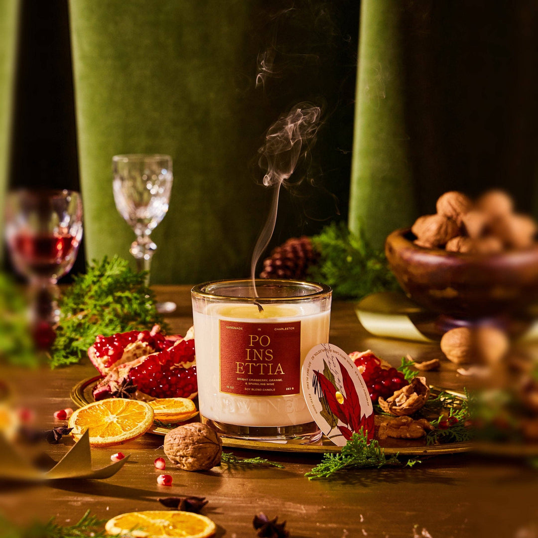 Rewined - Rewined Poinsettia Holiday Candle 6 oz | Bright Cranberry, Orange, Sparkling Wine