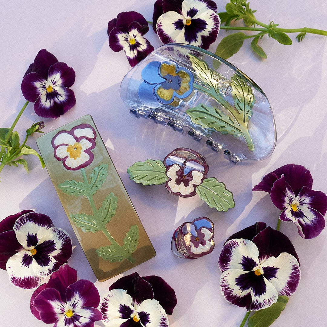 WINONA IRENE - Wild Pansy Mini Claw - Small Acetate Purple Flower Hair Clip