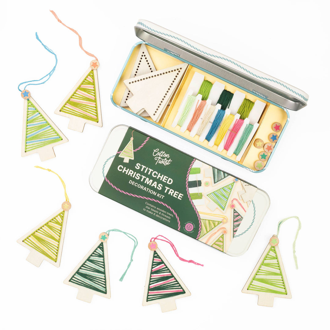 Cotton Twist (WE PREPAY ALL USA DUTIES) - Stitched Christmas Tree Decoration Kit