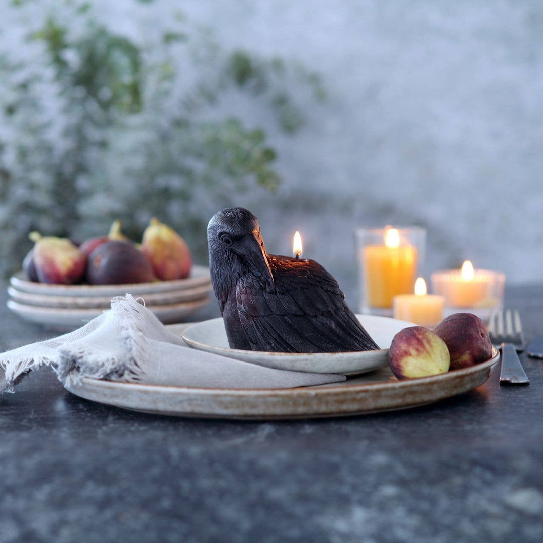 Big Dipper Wax Works - Crow Candle – 100% Beeswax – Black – 4” Handcrafted
