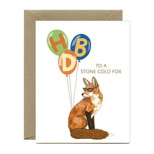 Yeppie Paper - Stone Cold Fox and Balloons Birthday Card