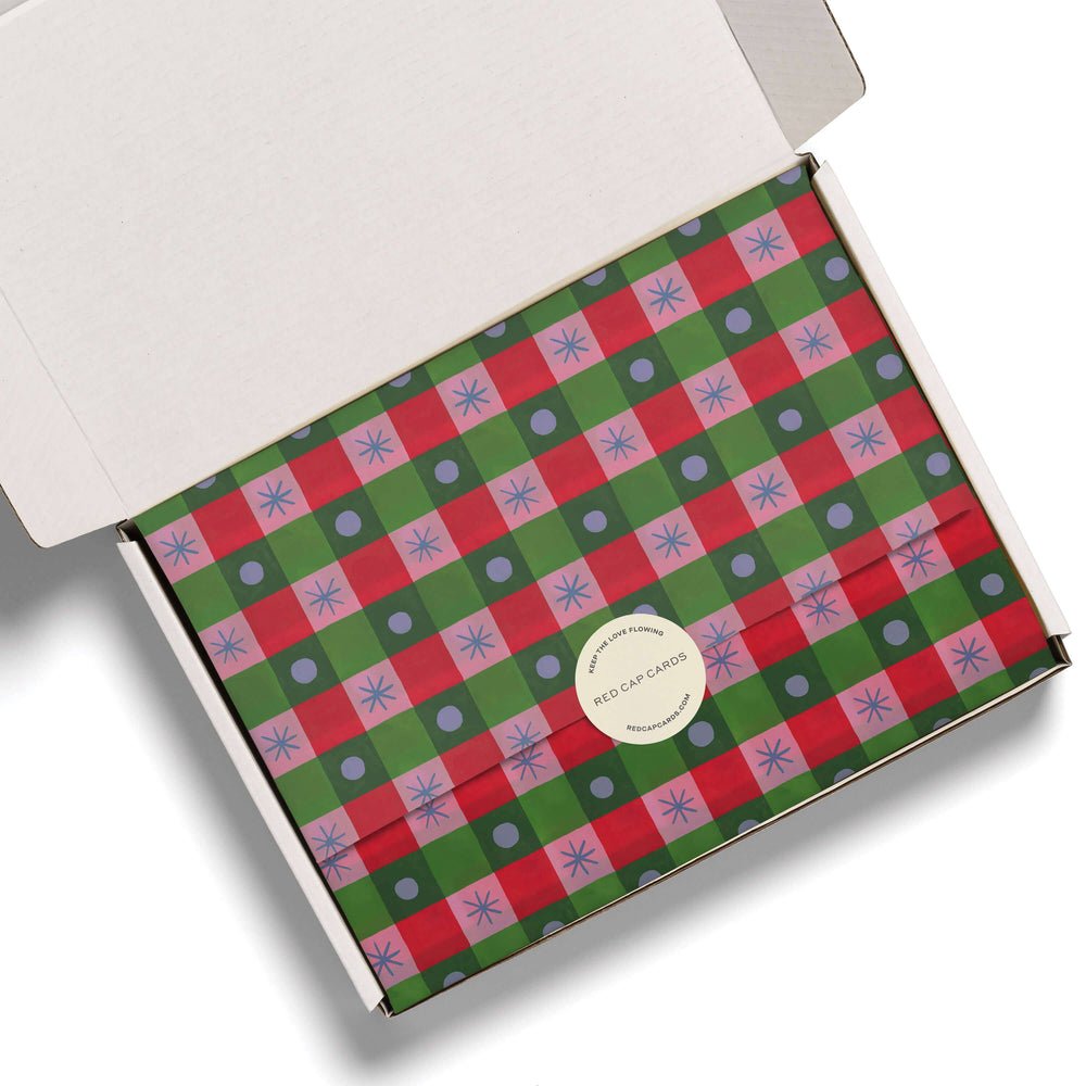 Red Cap Cards - Holiday Checker tissue paper: 5 Sheets
