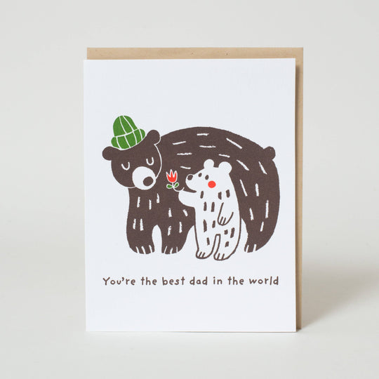 Egg Press Manufacturing - Best Dad Ever Bears Greeting Card by Fugu Fugu: Paper tab