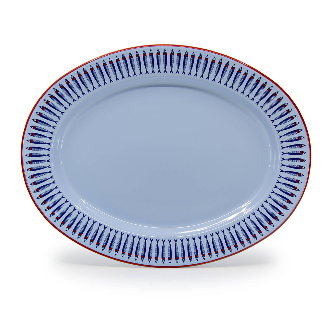 Crow Canyon Home - Mur by Ayca x CCH Anchovies Small 14 in Oval Tray, Red Rim