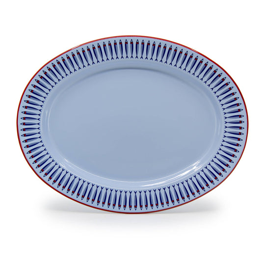 Crow Canyon Home - Mur by Ayca x CCH Anchovies Small 14 in Oval Tray, Red Rim