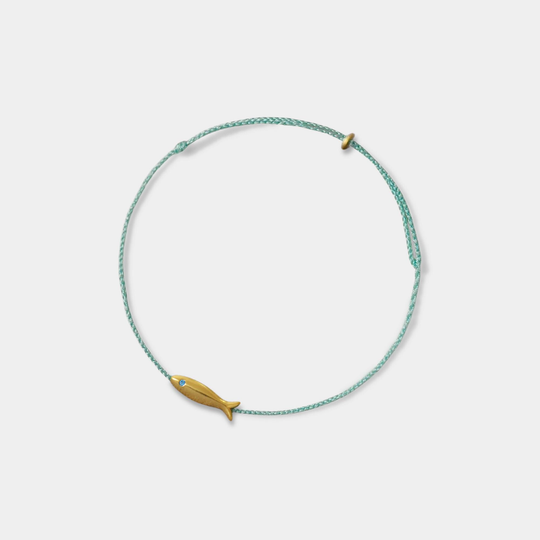 Perimade & Co. LLC - Gold Fish Braid Black Rope Anklet in 925 Sterling Silver: Red