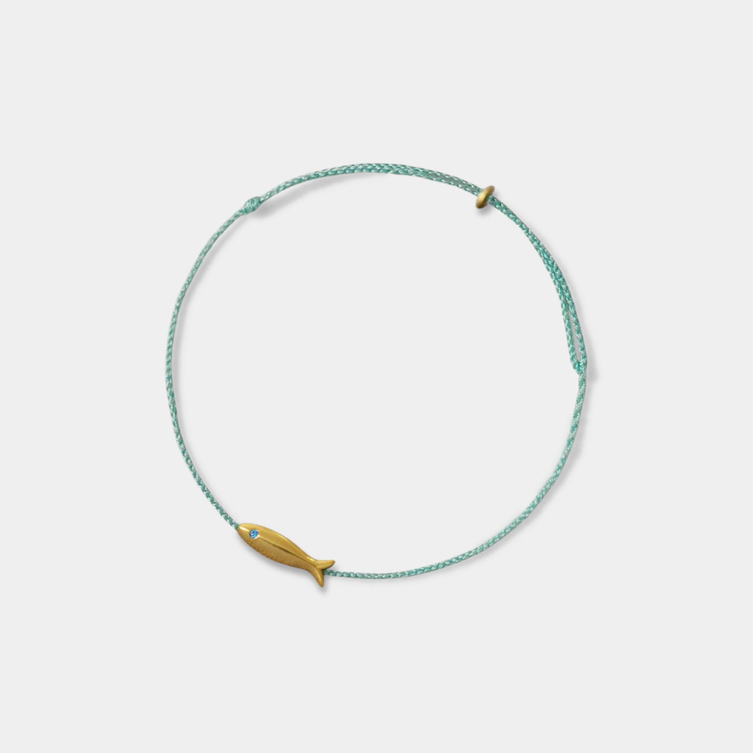 Perimade & Co. LLC - Gold Fish Braid Black Rope Anklet in 925 Sterling Silver: Black