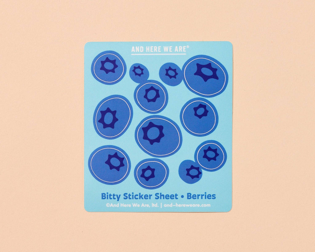 And Here We Are - Bitty Vinyl Sticker Sheet—Blueberries (9 berry stickers)