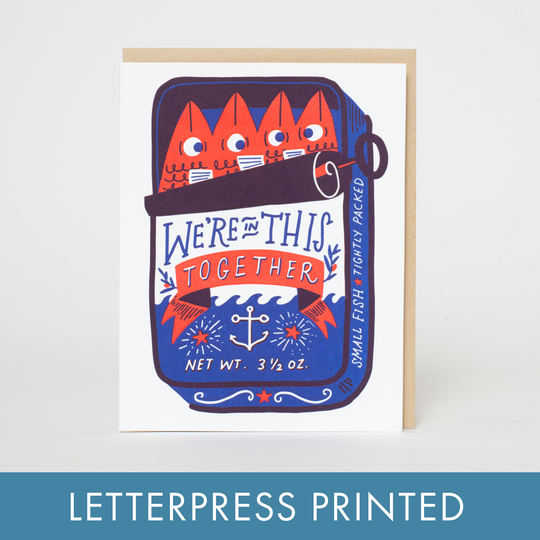 Egg Press Manufacturing - Sardines Friendship Letterpress Greeting Card by Hello!Lucky: Paper tab