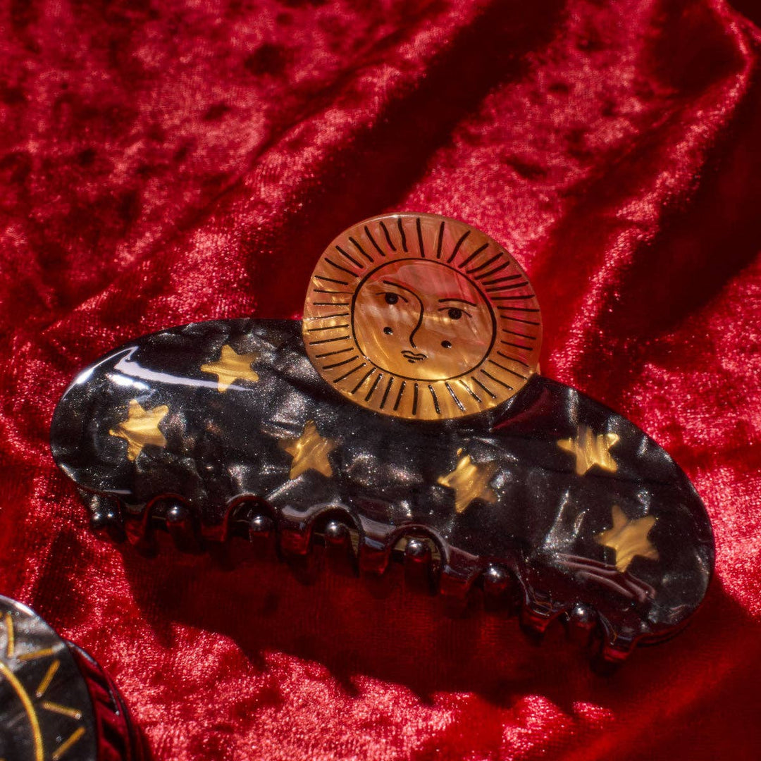 WINONA IRENE - Sun and Stars Claw - Gold and Black Celestial Astrology Clip