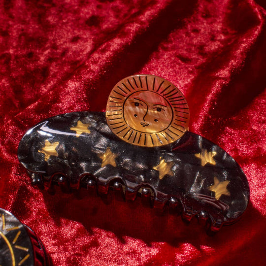 WINONA IRENE - Sun and Stars Claw - Gold and Black Celestial Astrology Clip
