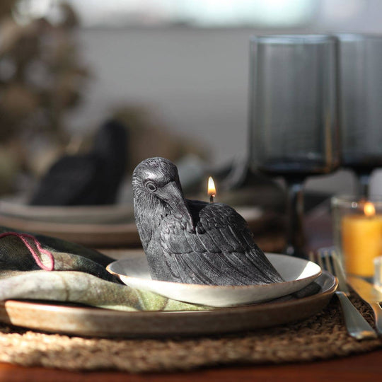 Big Dipper Wax Works - Crow Candle – 100% Beeswax – Black – 4” Handcrafted