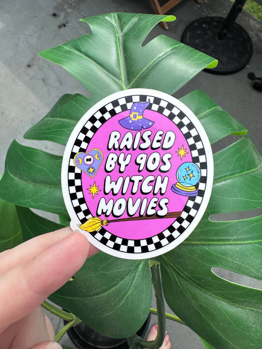 ShopSourSweetener - Raised By 90s Witch Movies Sticker, Halloween Spooky Season