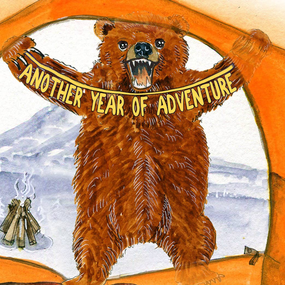 Liyana Studio - Camping Tent Bear - Funny Birthday Card