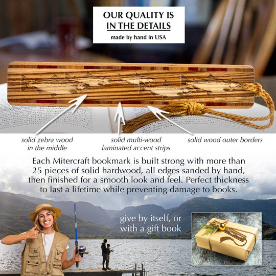Mitercraft - Fish Handmade Engraved Wooden Bookmark