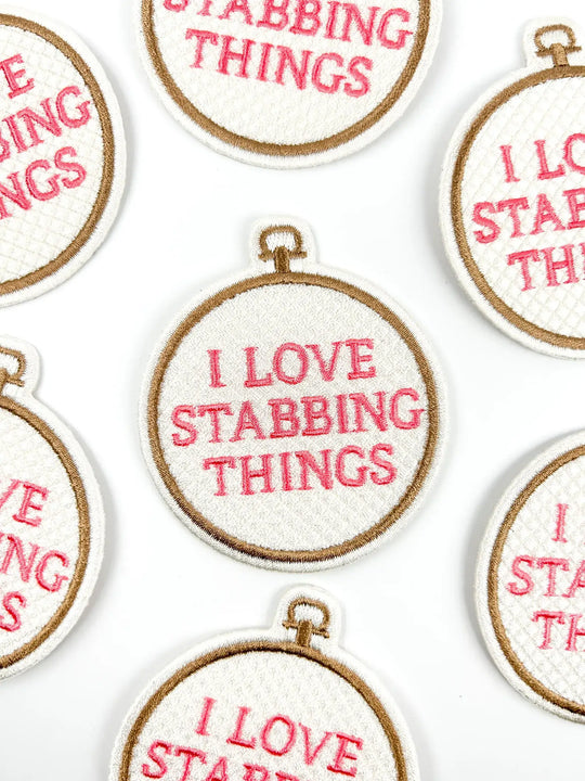 Field Trip Threads - I Love Stabbing Things Patch Embroidered Iron On for Craft