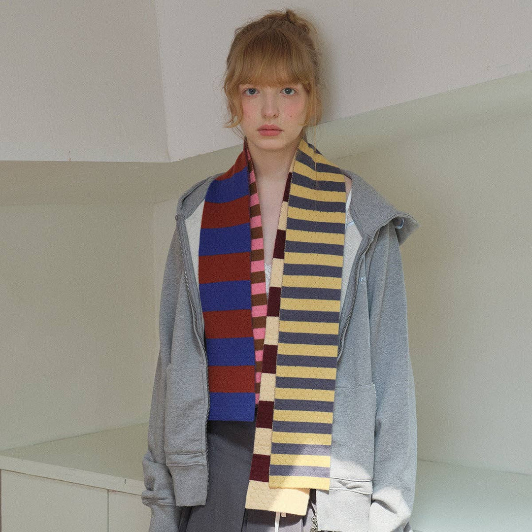SALINA TRADING INC - Striped 100% Merino Wool Scarf for Women: Pink / 135 x 10 cm