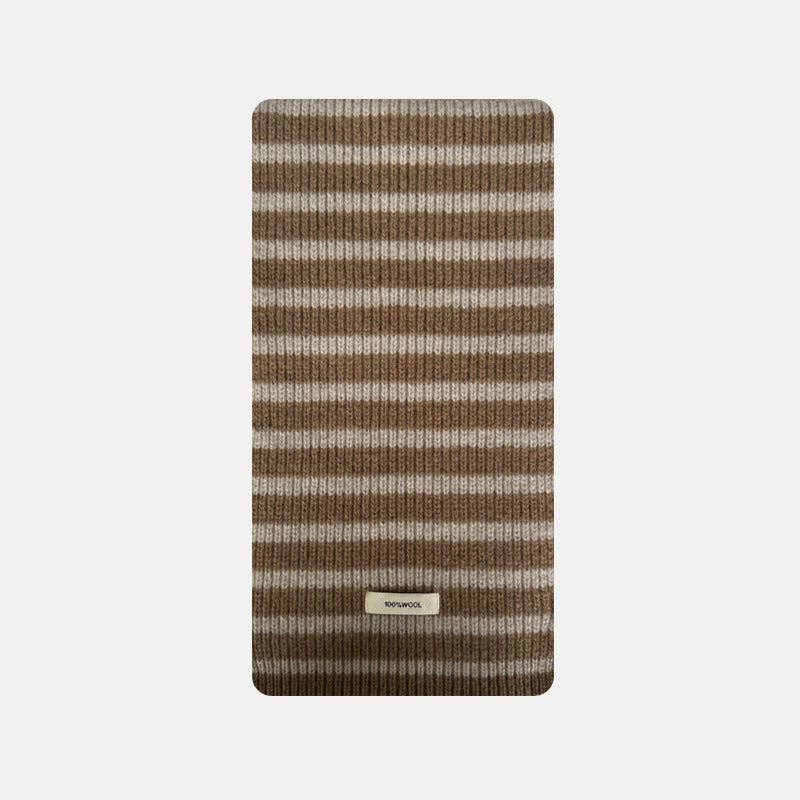 SALINA TRADING INC - Plain Striped Wool Scarf Soft Warm Winter Neck Wrap: Black / 160x20cm