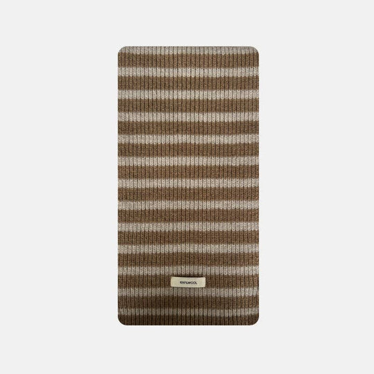 SALINA TRADING INC - Plain Striped Wool Scarf Soft Warm Winter Neck Wrap: Black / 160x20cm