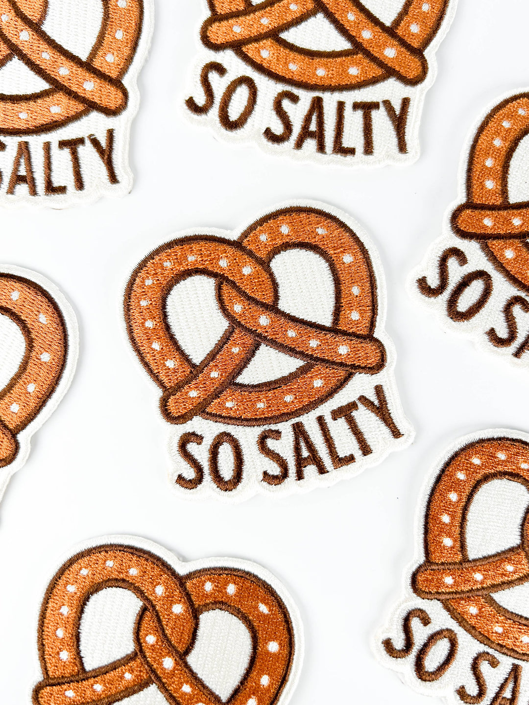 Field Trip Threads - So Salty Embroidered Patch Funny Pretzel Iron On Totes Snack