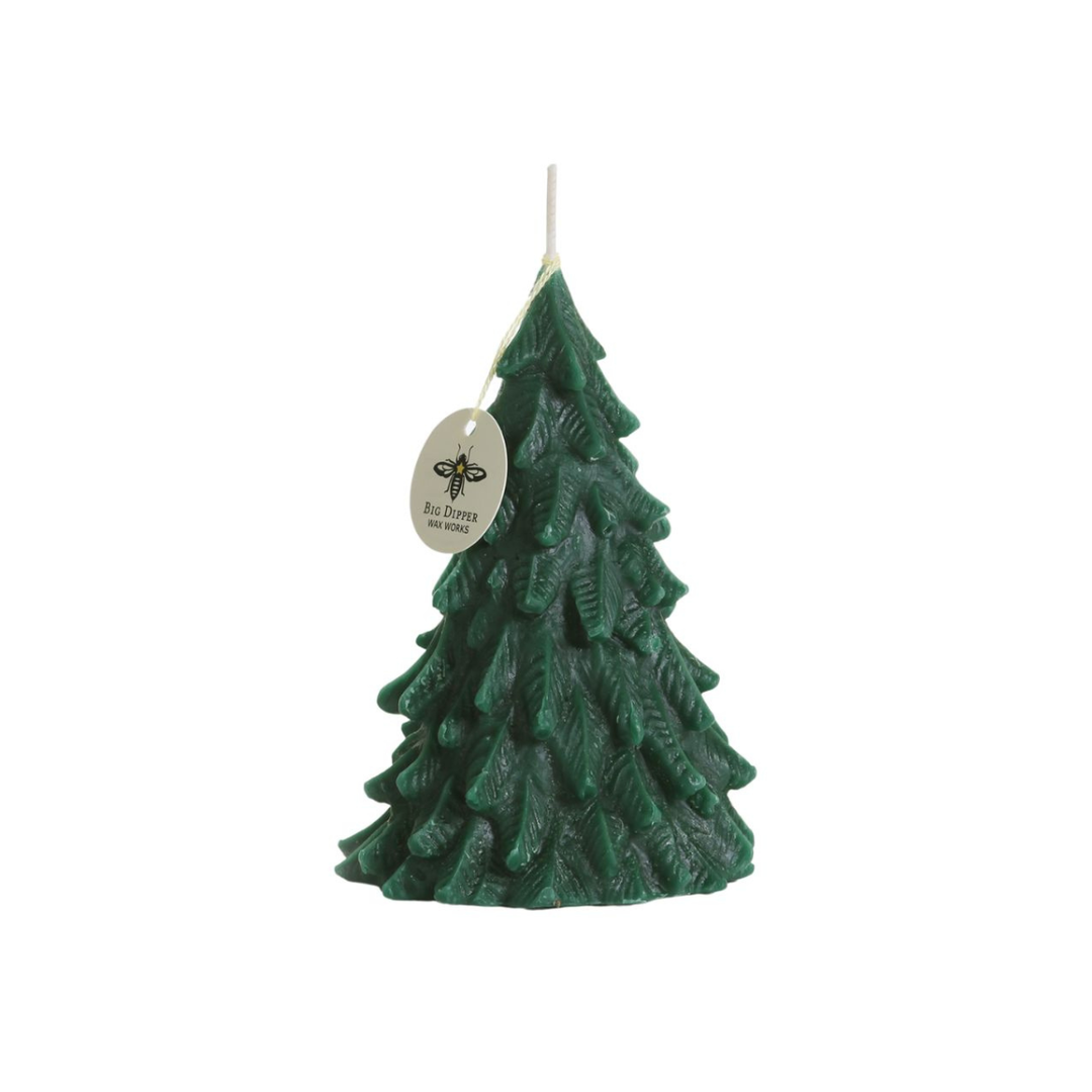 Big Dipper Wax Works - Tree Candles – 100% Pure Beeswax – 2 Sizes, 2 Colors: Moss Green / Medium