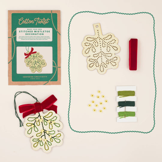 Cotton Twist (WE PREPAY ALL USA DUTIES) - Make Your Own Stitched Mistletoe Decoration