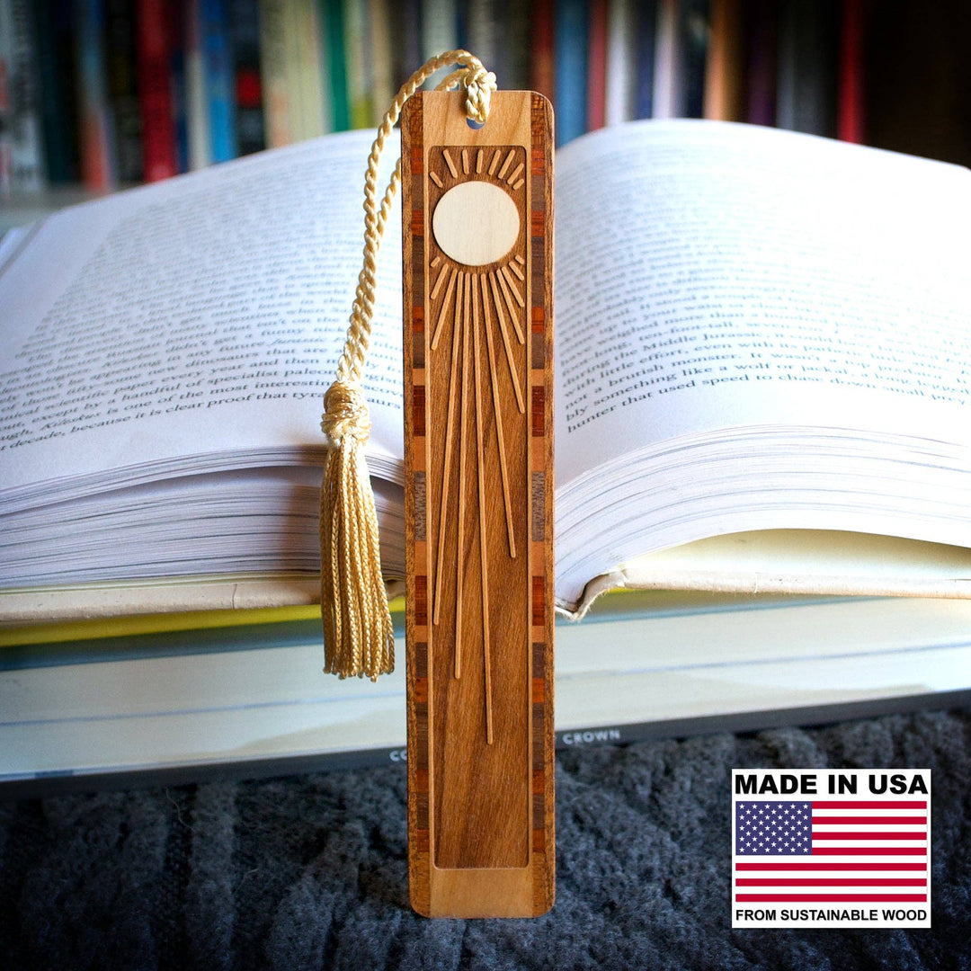 Mitercraft - Sun Rays Sunshine Handmade Engraved Wooden Bookmark