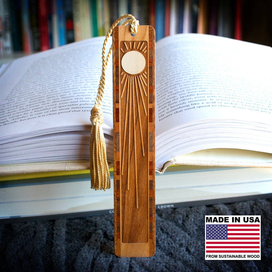 Mitercraft - Sun Rays Sunshine Handmade Engraved Wooden Bookmark