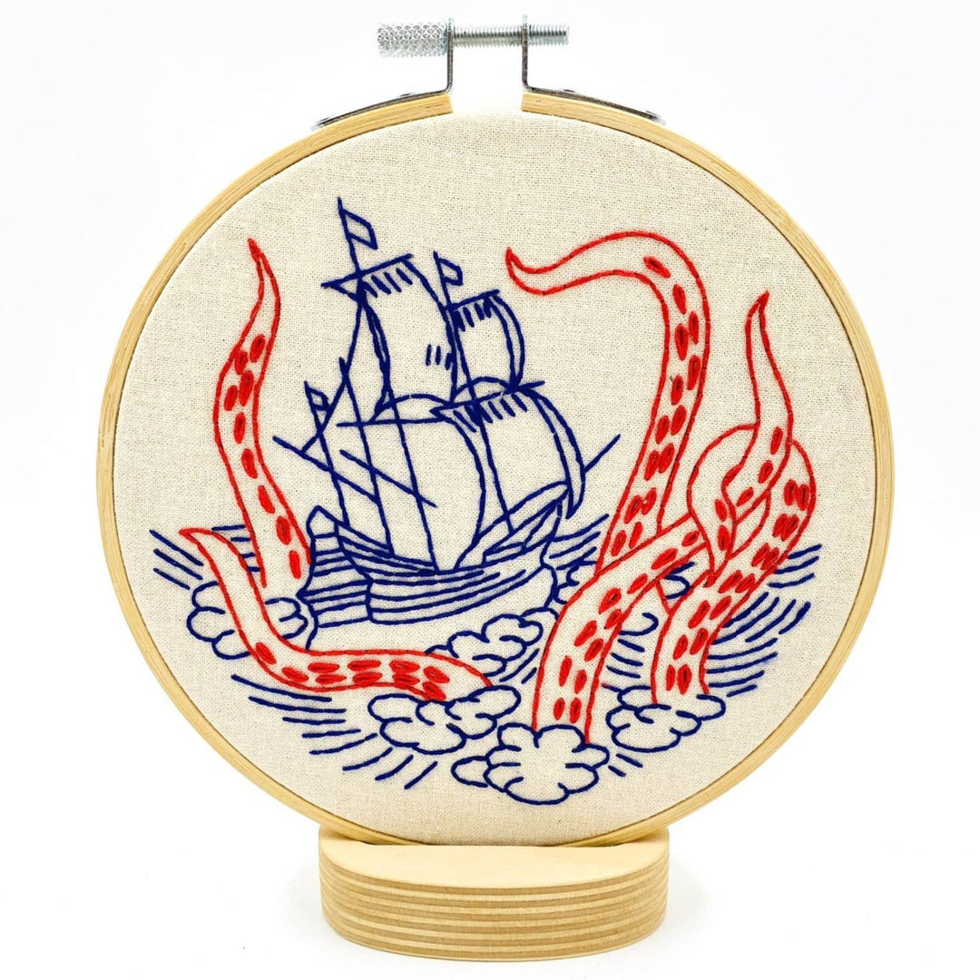 Hook, Line & Tinker - Kraken and Ship Complete Embroidery Kit